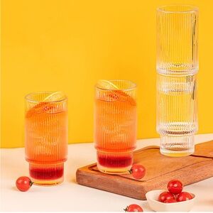 Combler Ribbed Drinking Glasses 11oz. - Set of 4